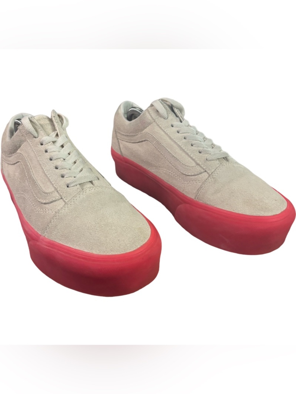 Vans Stackform Womens 10 Platform White Pink Sneaker Suede Rare Colorway